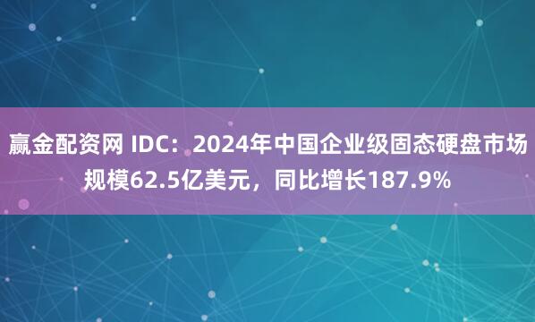 赢金配资网 IDC：2024年中国企业级固态硬盘市场规模62.5亿美元，同比增长187.9%